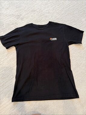 Vans Black Short Sleeve Tee with Small Floral Logo- size small
